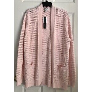 Hasting & Smith Sweater Women's PINK Cardigan, Open Front, 2 pockets, Knit, (96)